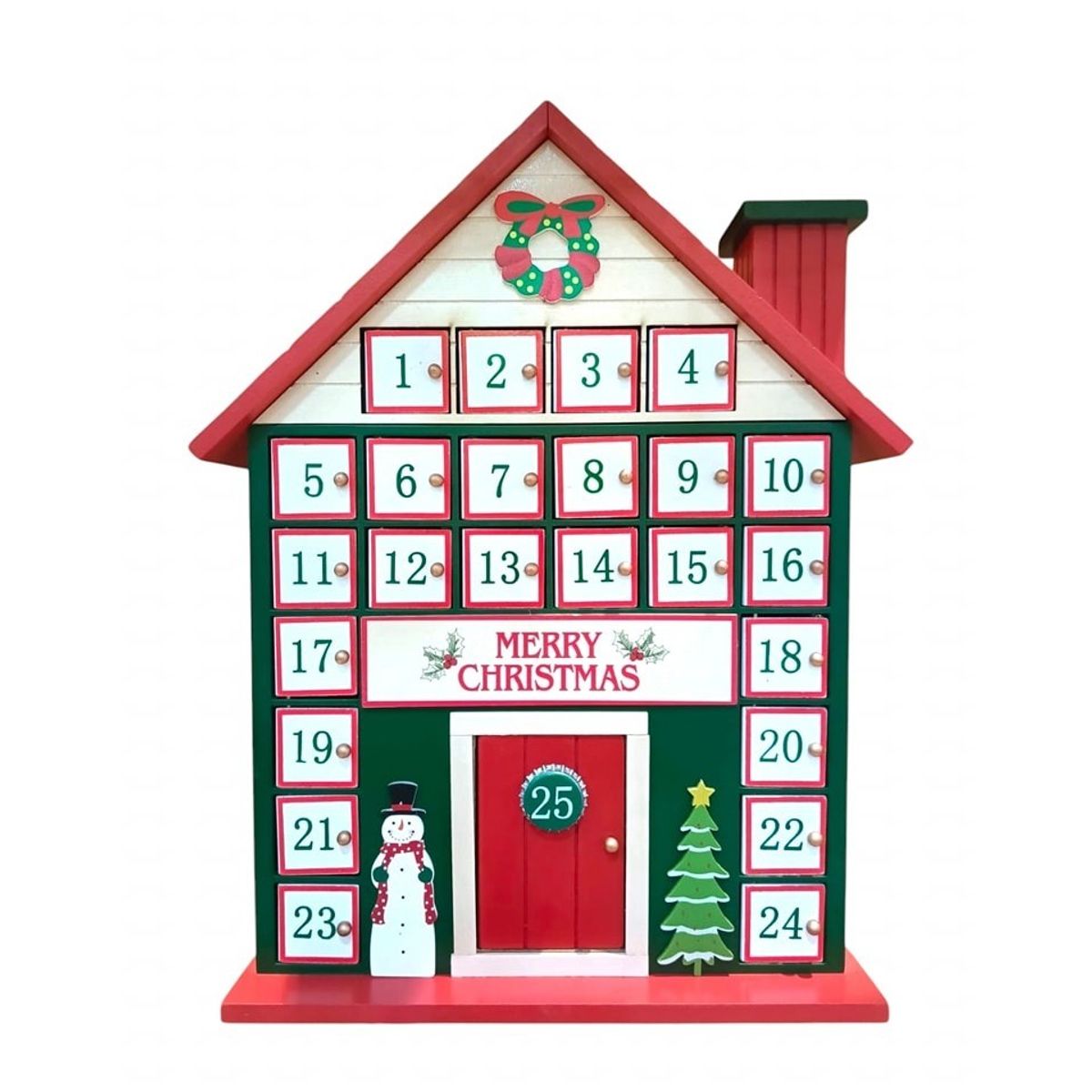 WAKESHOME - Casa Calendario De Adviento De Madera Decoración De Navidad