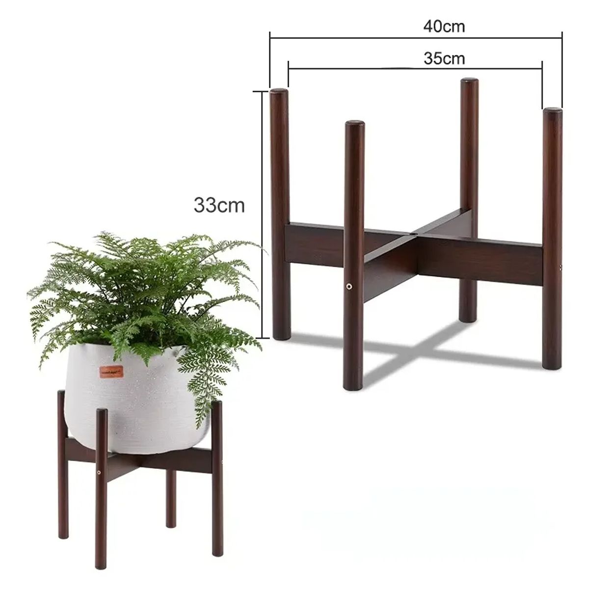 GENERICO - Soporte madera para Macetero plantas Suelo Alto color Oscuro