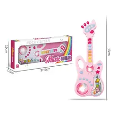 SPACEZAT - Guitarra Electrónica Juguete Musical Con Luces Rosada