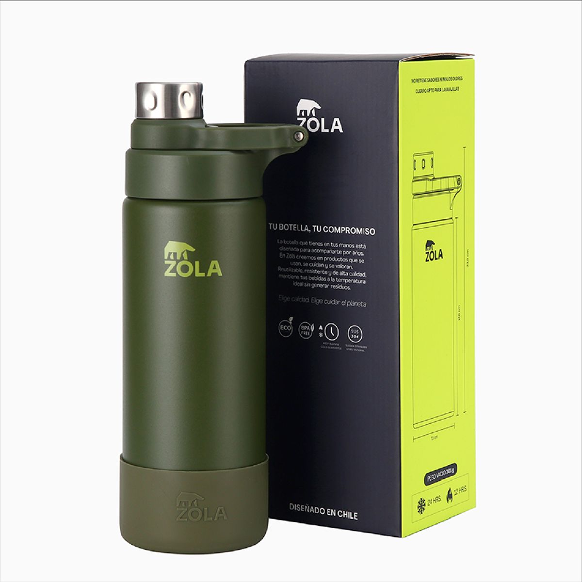 ZOLA OUTDOORS - Botella Térmica 600 ML ZOLA OUTDOORS VERDE