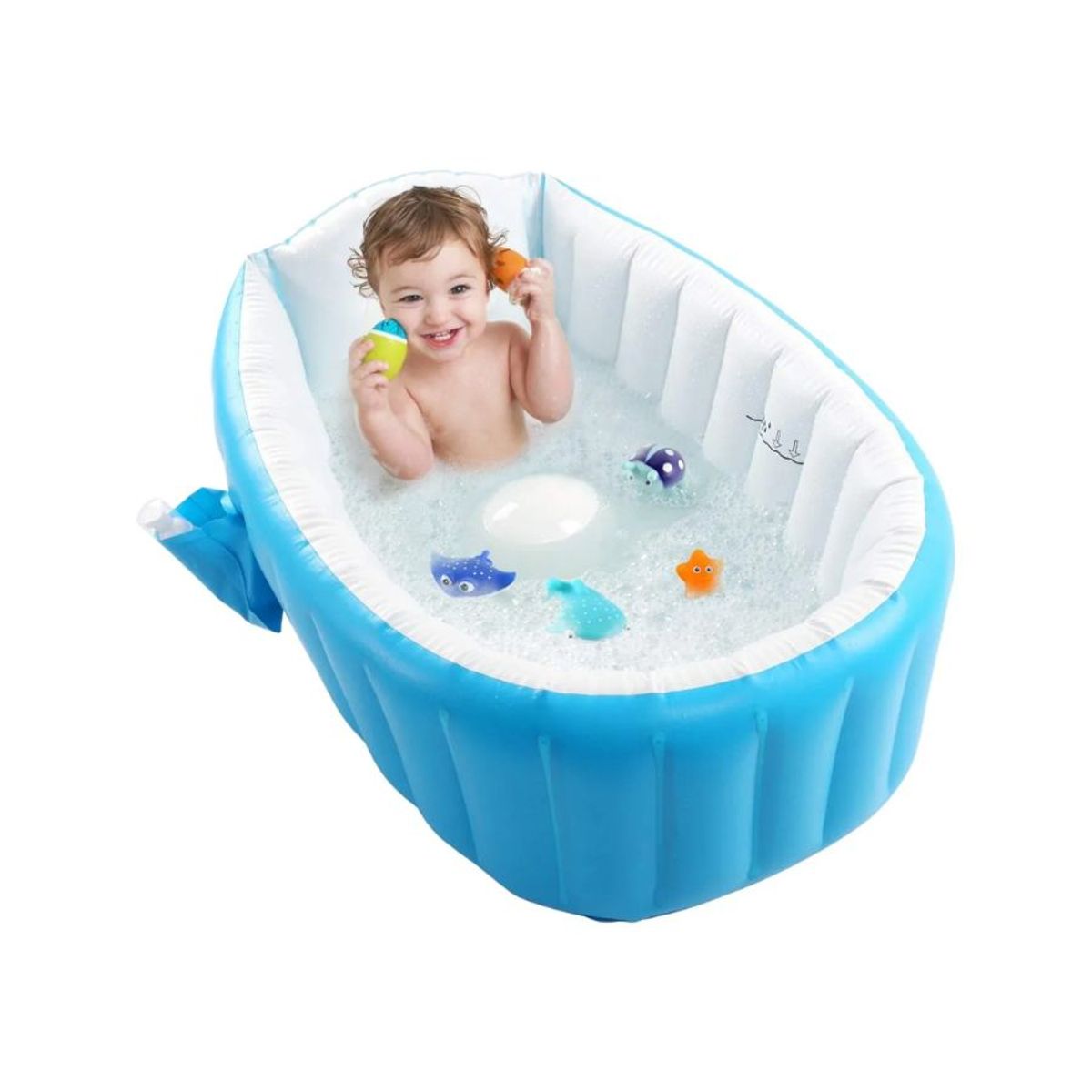 GENERICO - Bañera Bebe Plegable Tina De Baño Inflable Azul
