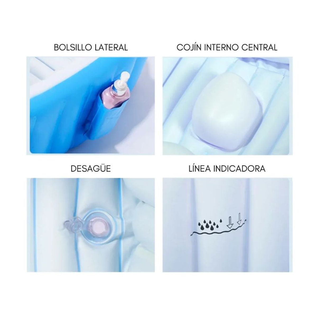 GENERICO - Bañera Bebe Plegable Tina De Baño Inflable Azul