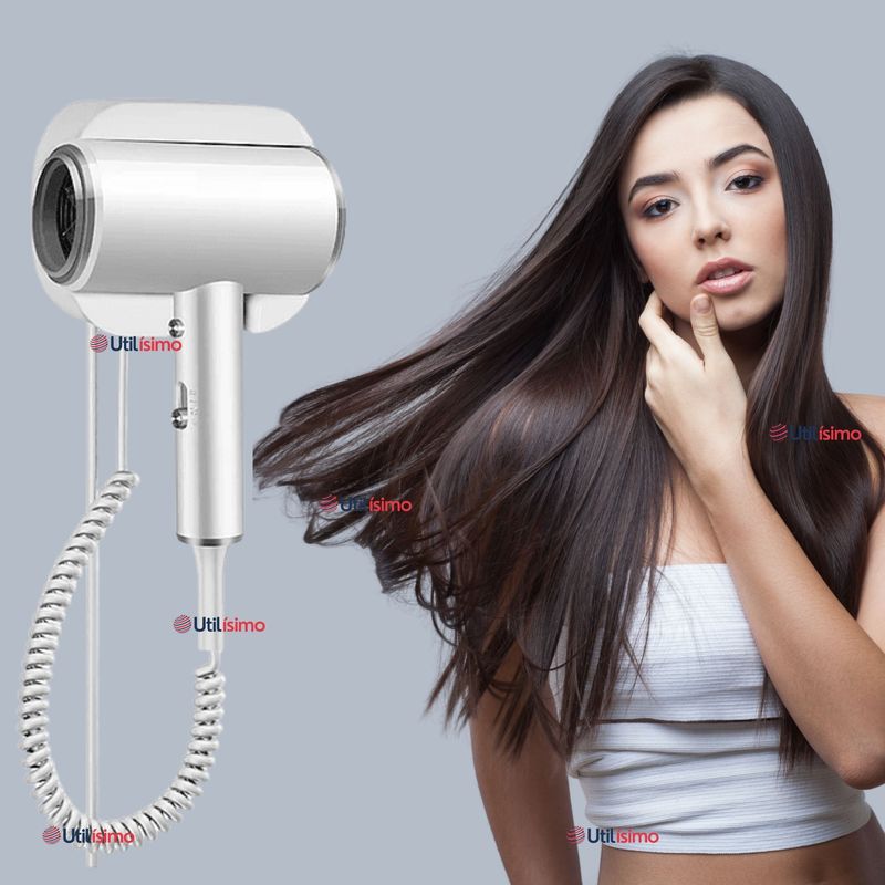 LINE - Secador de Pelo Pared 1300W de Potencia Hoteles Hogar Color Blanco
