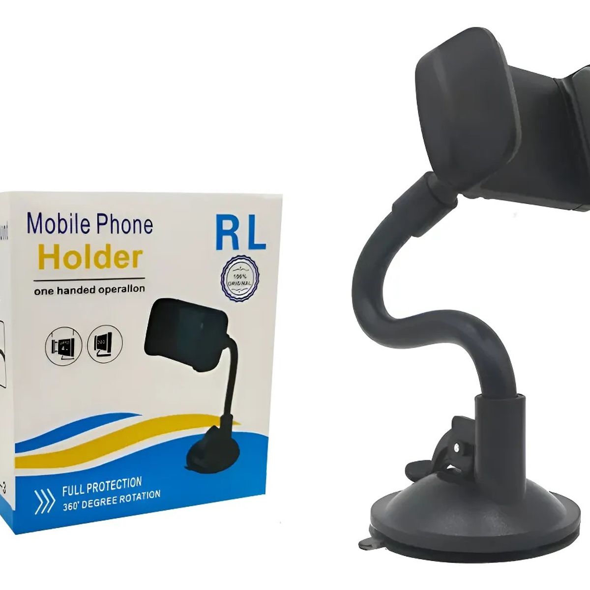 GENERICO - Soporte Celular Para Auto Con Ventosa Brazo Flexible Corto Negro