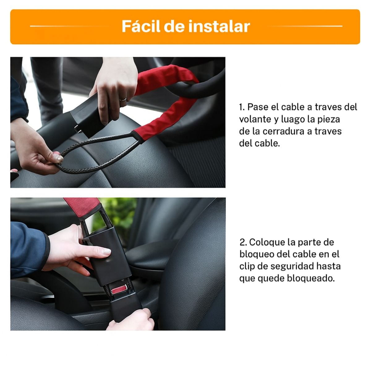 MOVI - Candado de Volante con Cinturón de Seguridad para Auto