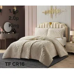 GENERICO - Cobertor de Verano KING Edredon Semiacolchado de Polialgodon Hojas Beige