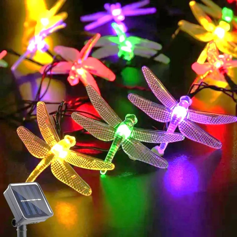 GENERICO - Guirnalda Solar Led 30 Libélulas Multicolor