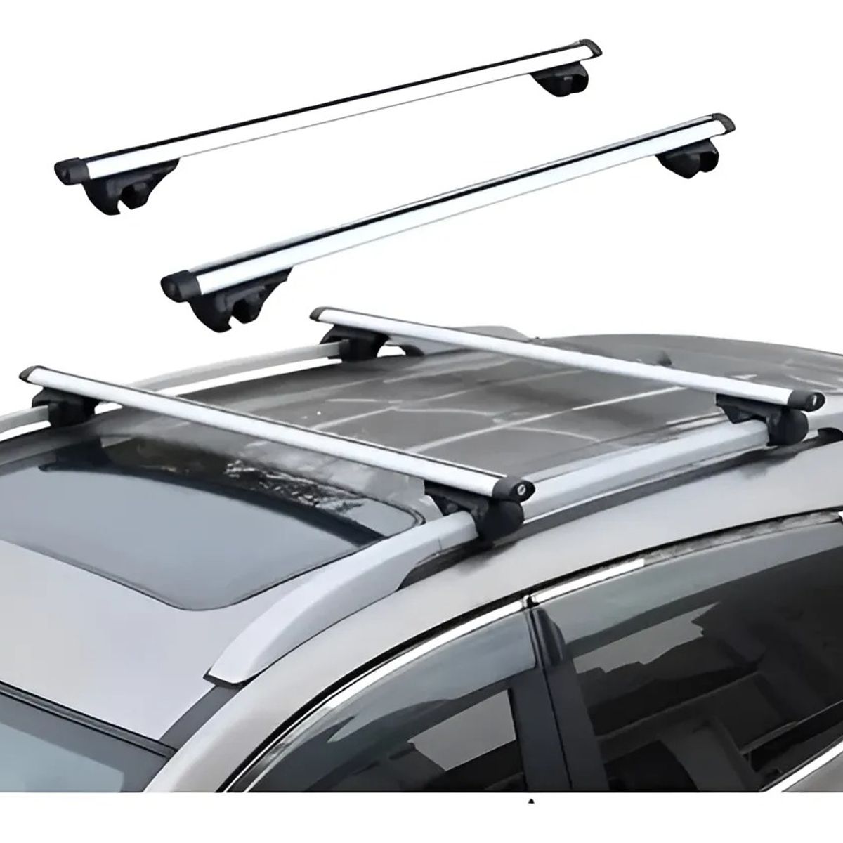 GENERICO - Barra Porta Equipaje Universal Aluminio +llave 120 Cm