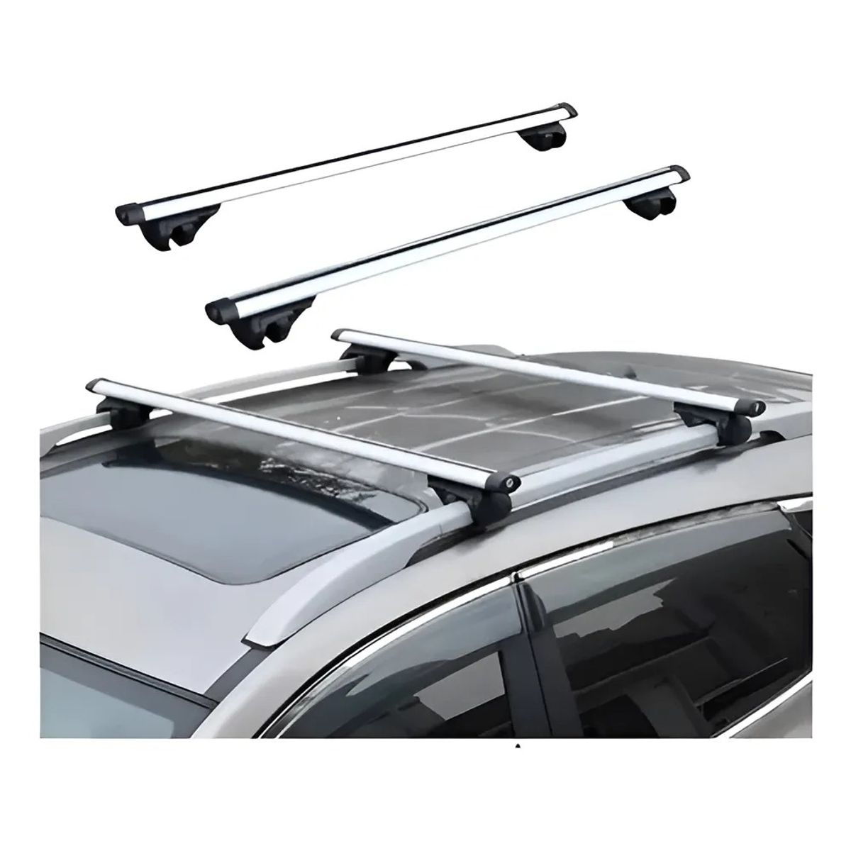 GENERICO - Barra Porta Equipaje Universal Aluminio +llave 120 Cm