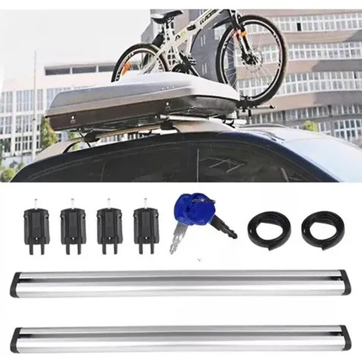 GENERICO - Barra Porta Equipaje Universal Aluminio +llave 120 Cm