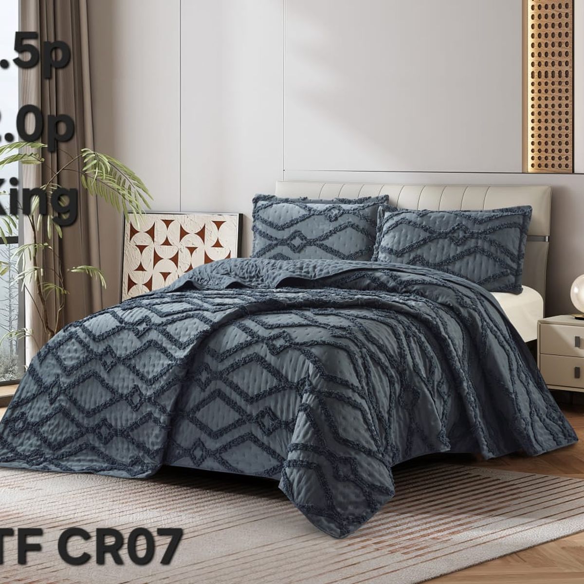 GENERICO - Cobertor de Verano KING Edredon Semiacolchado de Polialgodon Diseño Plomo