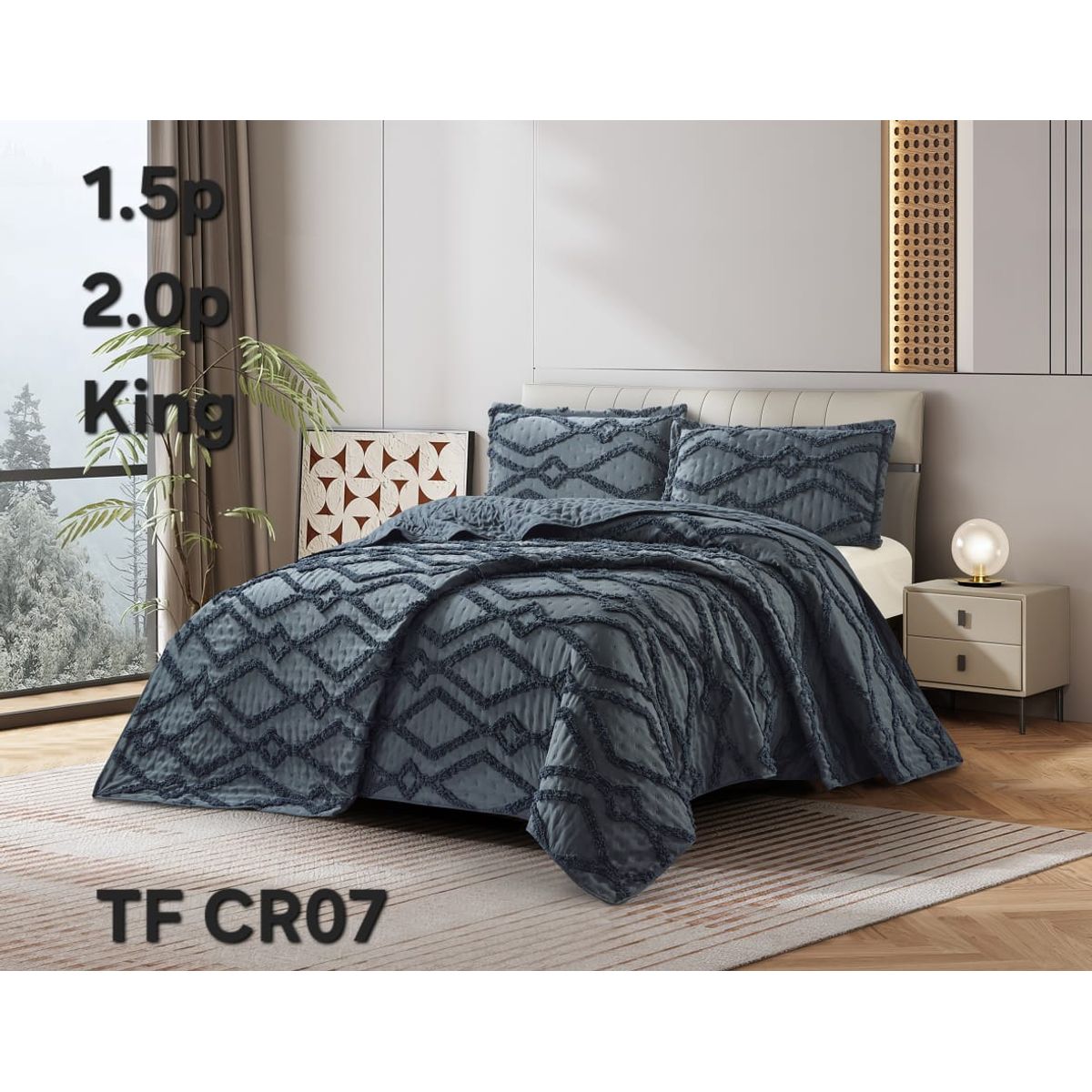 GENERICO - Cobertor de Verano KING Edredon Semiacolchado de Polialgodon Diseño Plomo