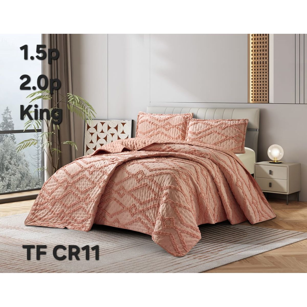 GENERICO - Cobertor de Verano KING Edredon Semiacolchado de Polialgodon Color Palo Rosa