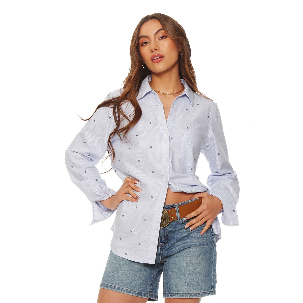 WADOS - BLUSA MANGA LARGA LISTADA ABOTONADA EN DELANTERO