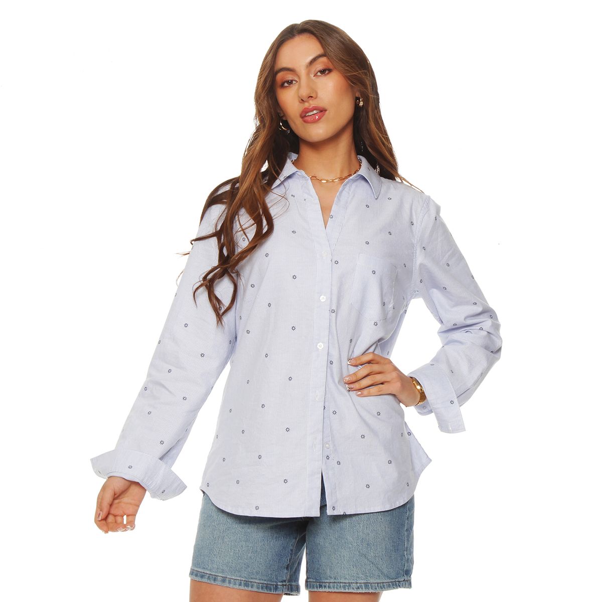 WADOS - BLUSA MANGA LARGA LISTADA ABOTONADA EN DELANTERO