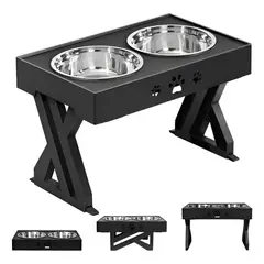 GENERICO - Comedero-bebedero Para Perros Altura Ajustable-plato Acero