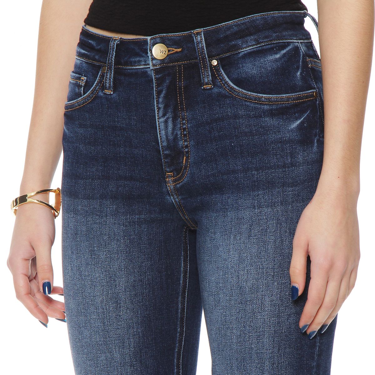 WADOS - JEANS RECTO TIRO ALTO PRETINA BASICA 1 BOTON