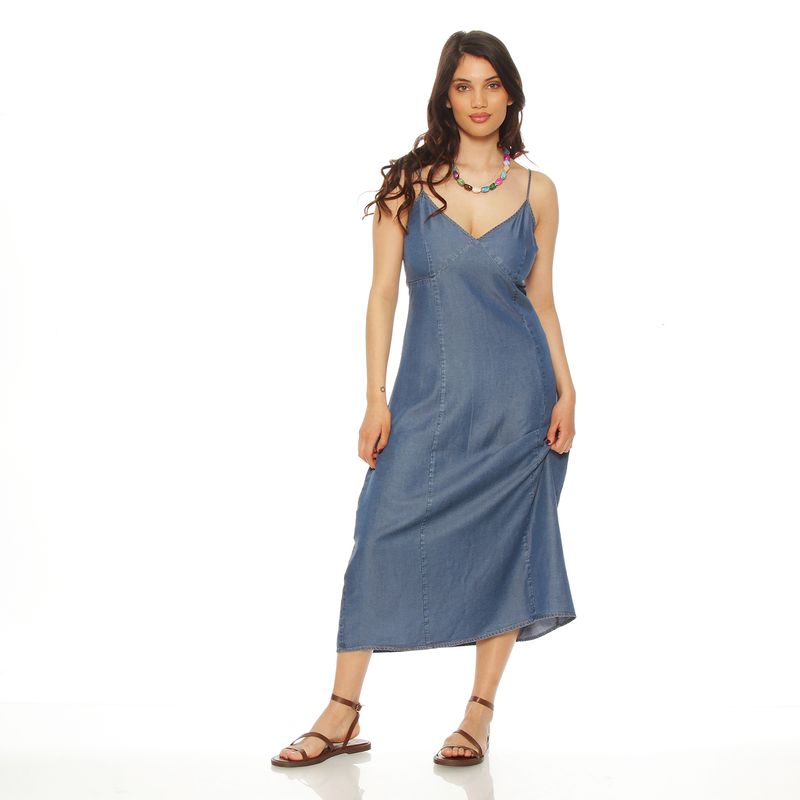 WADOS - VESTIDO SIN MANGA TENCEL ESCOTE V CON CORTE EN DELANTERO