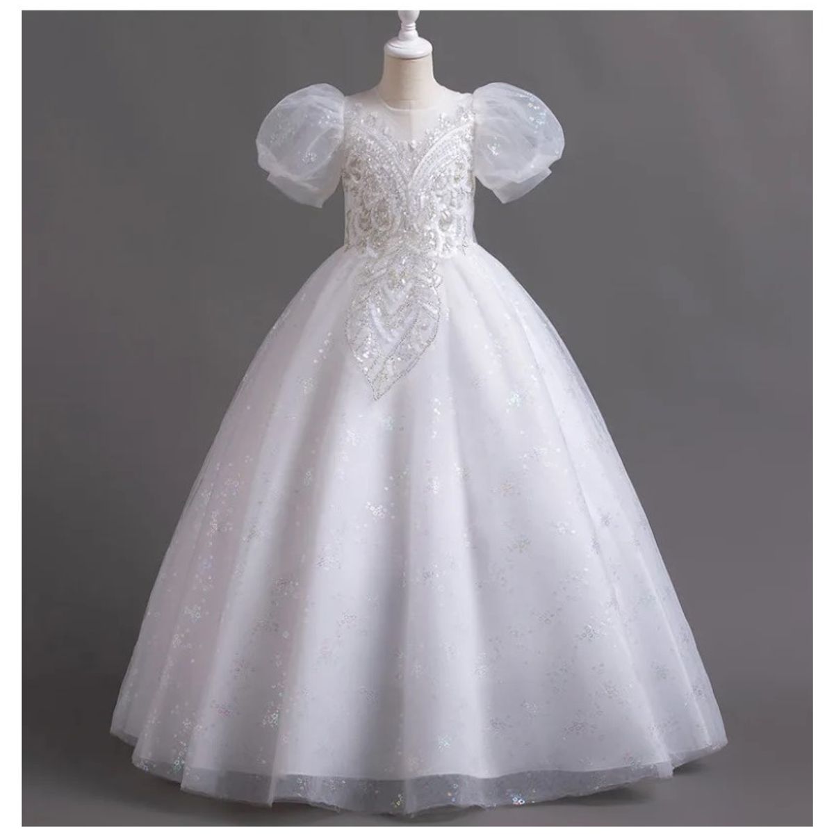 ALMA & DECO - Vestido Bautizo Primera Comunión Paje Boda Mod Amara Blanco