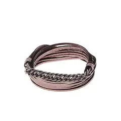 VANE COLLECTION - Pulsera doble o collar mujer de cuero color acero y cierre imán