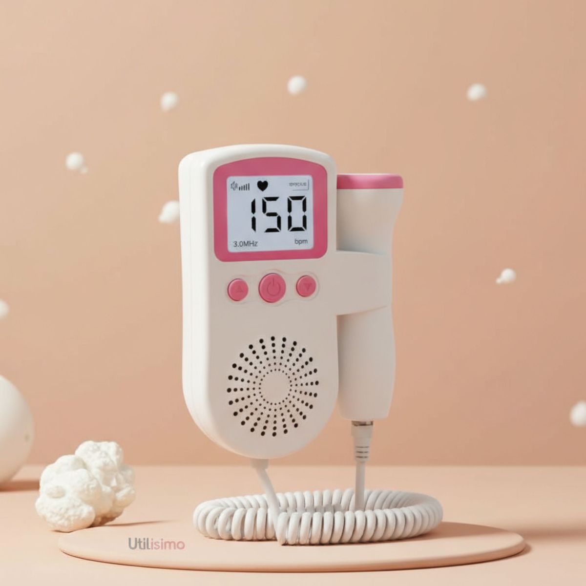 LINE - Monitor Fetal Doppler Latidos Fetales Corazón Bebé Blanco Rosa