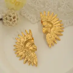 LUX JOYAS - Aros Baño Oro Amarillo 18k Guerrero Indio Nativo