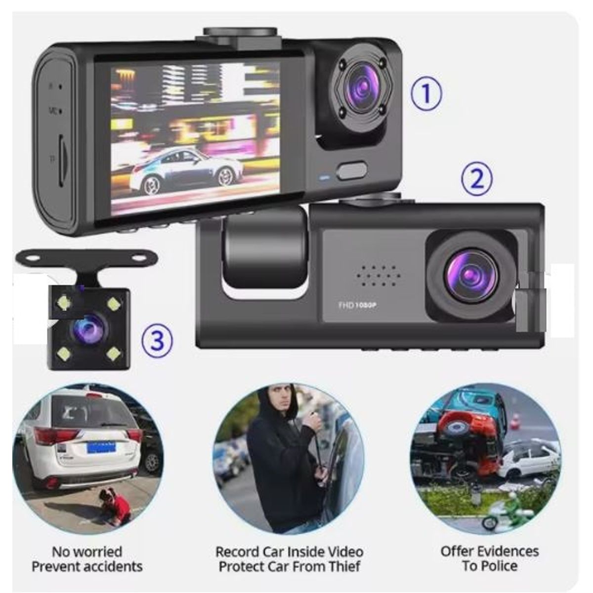 GEN - Cámara DVR Doble Camara G Sensor integrado Reversa Automatico
