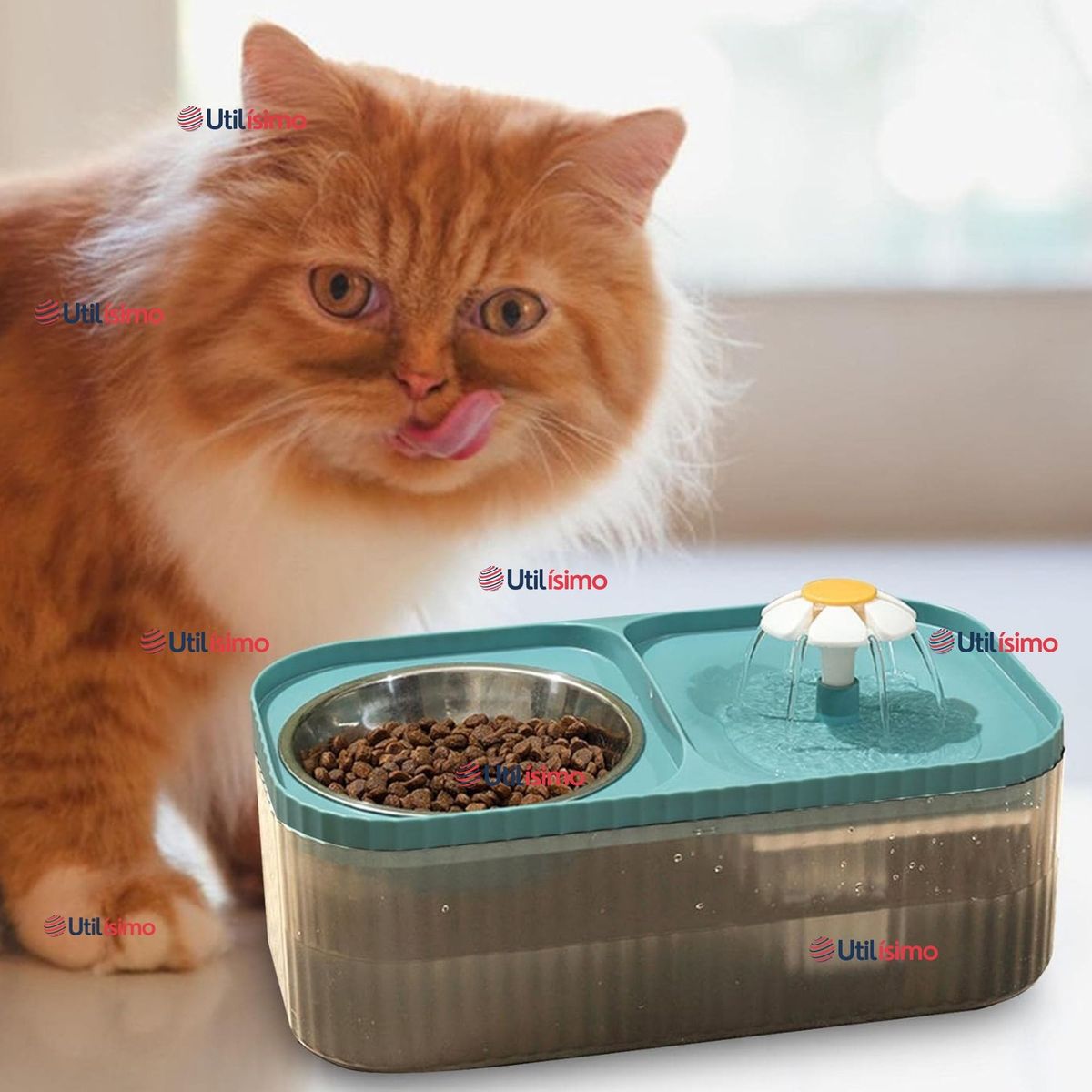 LINE - Fuente de Agua Bebedero 2 en 1 Eléctrico para Gatos 3 Litros