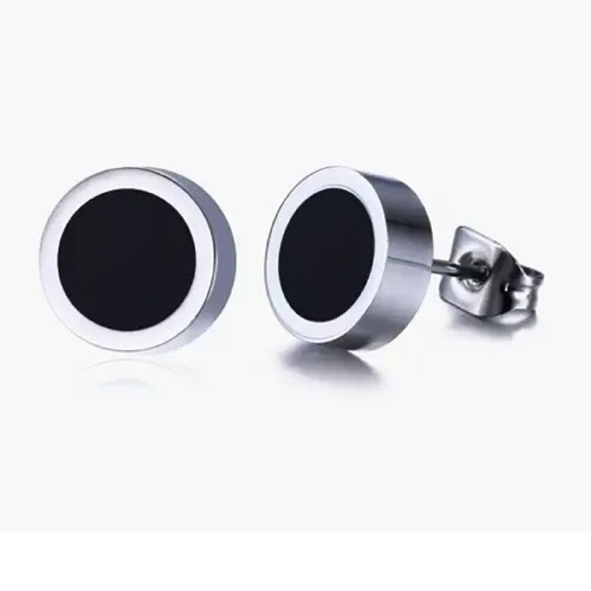 GENERICO - Aros Punk Black And Silver Circular Hombre Mujer Moda Royal Madriz