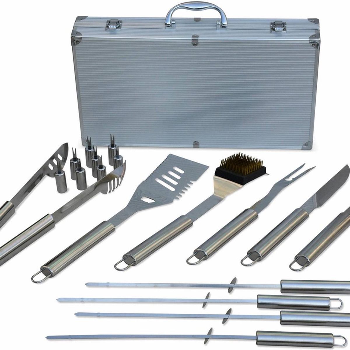 MOVI - MALETA DE LUJO CON SET PARRILLERO DE 18 PIEZAS ACERO INOXIDABLE