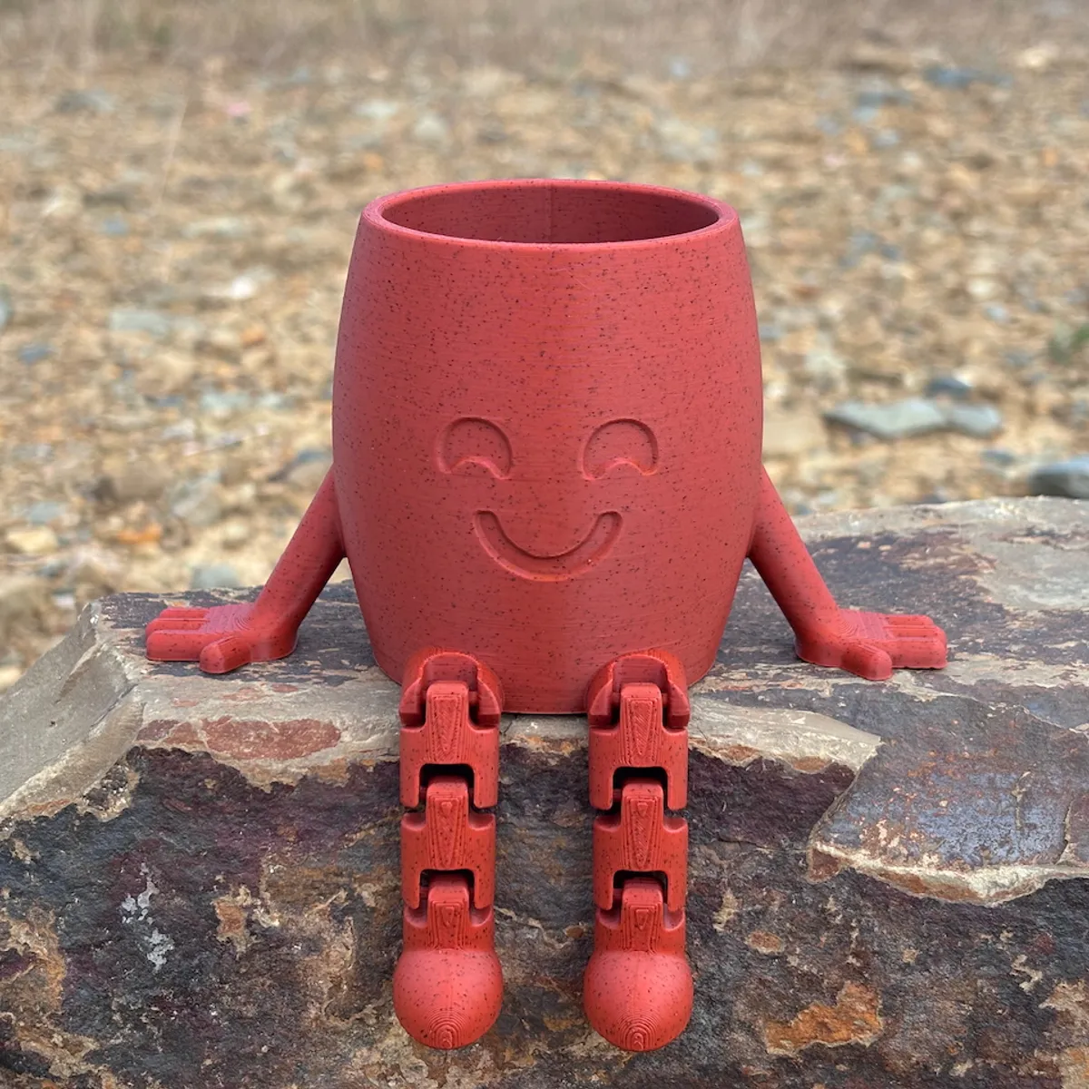 GENERICO - Macetero Decorativo - Figura Feliz Rojo