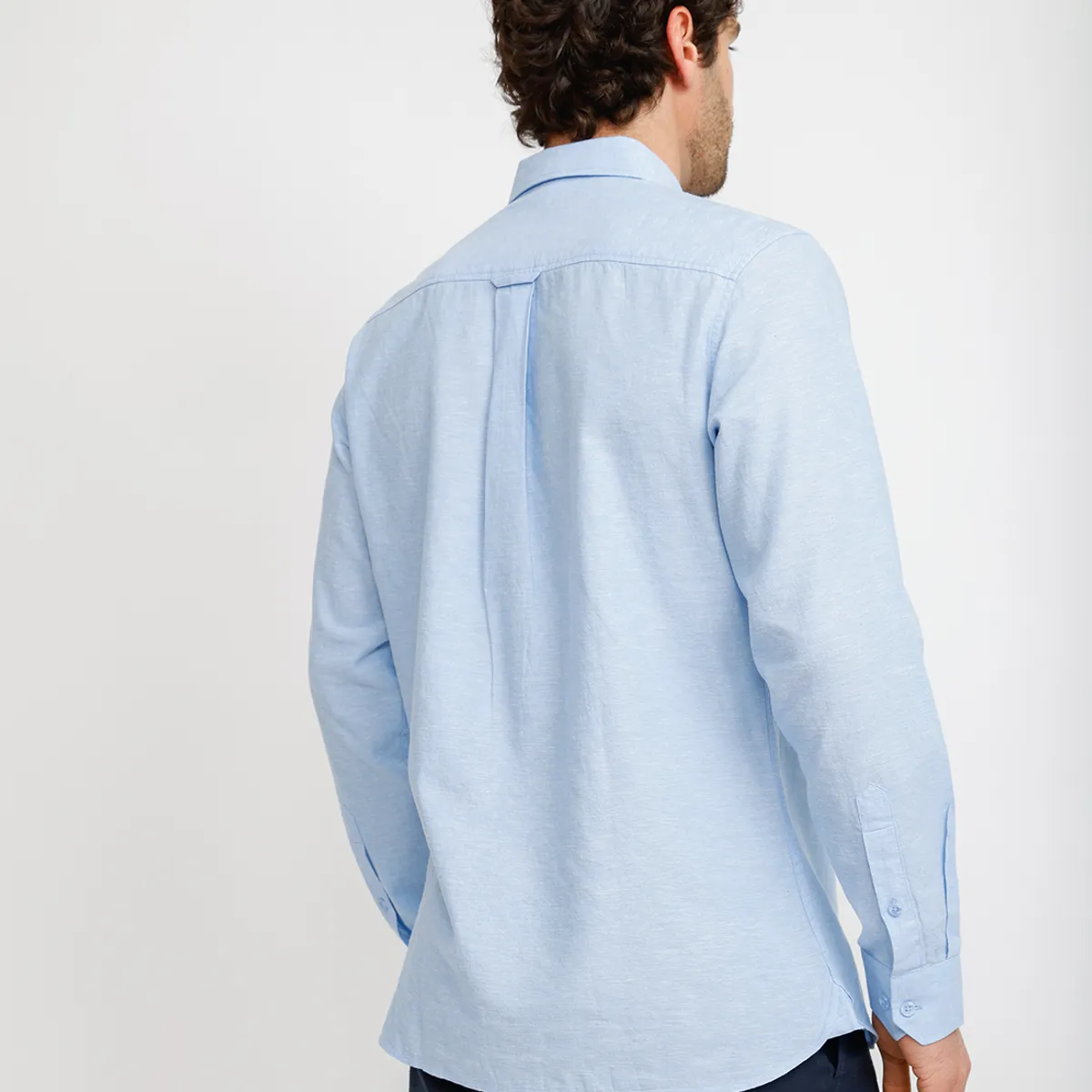 TRIAL - Camisa Lino Algodón Braulio Celeste