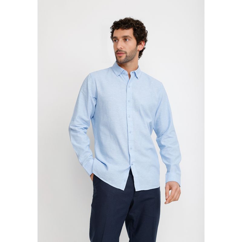 TRIAL - Camisa Lino Algodón Braulio Celeste