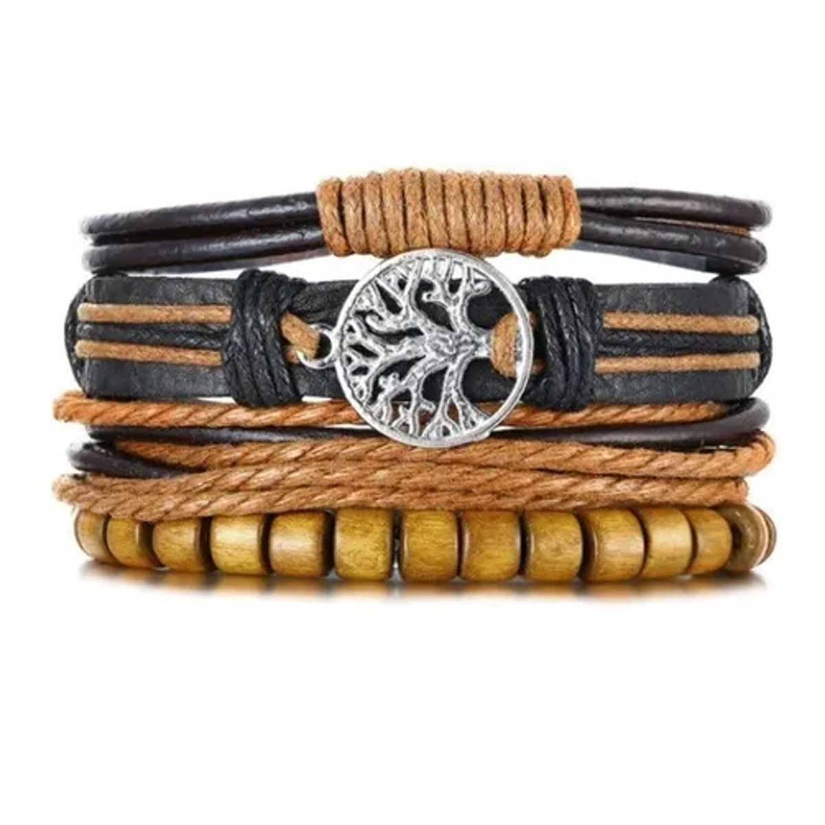 GENERICO - Pulsera De Hombre Y Mujer De Cuero Arbol De La Vida M2