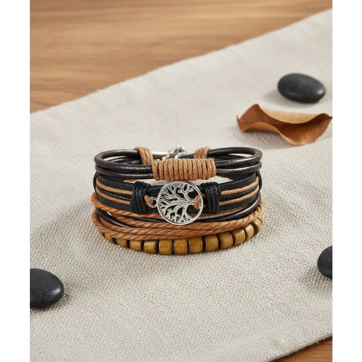 GENERICO - Pulsera De Hombre Y Mujer De Cuero Arbol De La Vida M2