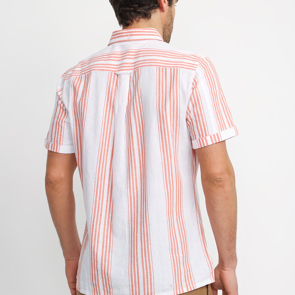 TRIAL - Camisa Rayada Lino Algodón Blasco Coral