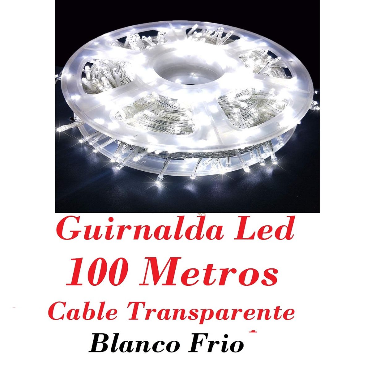 GENERICO - Rollo Luces Led 100 Metros Blanco Frio  Arbol Navidad Decoracion
