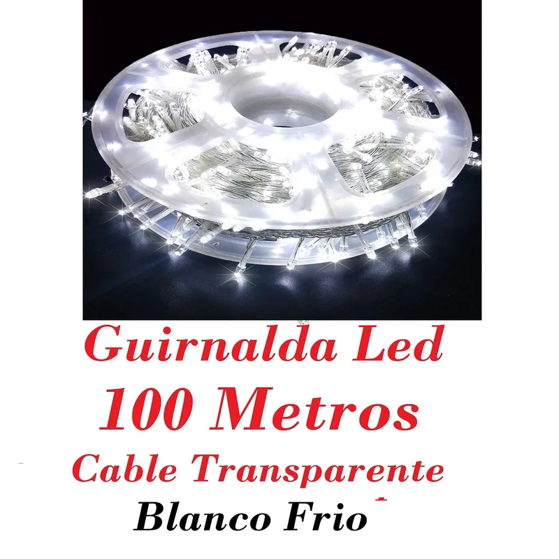 GENERICO - Rollo Luces Led 100 Metros Blanco Frio  Arbol Navidad Decoracion