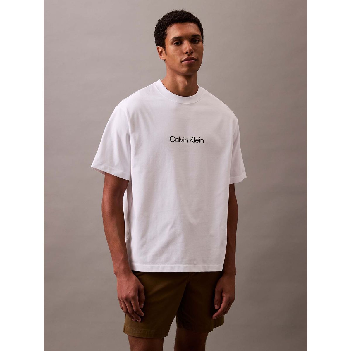 CALVIN KLEIN - Polera Relaxed con Logo Blanco Calvin Klein