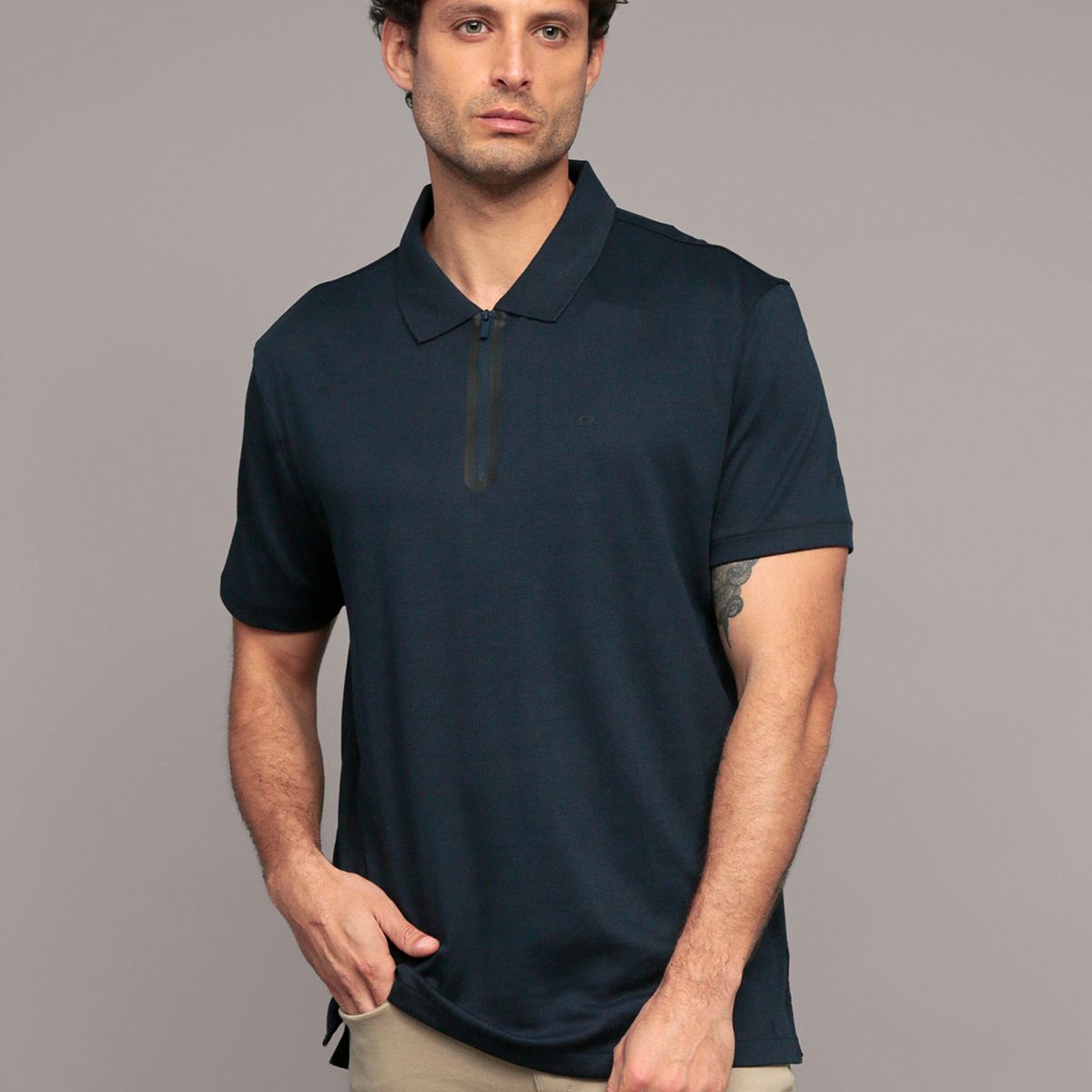 CALVIN KLEIN - Polo manga corta con cremallera Azul Calvin Klein