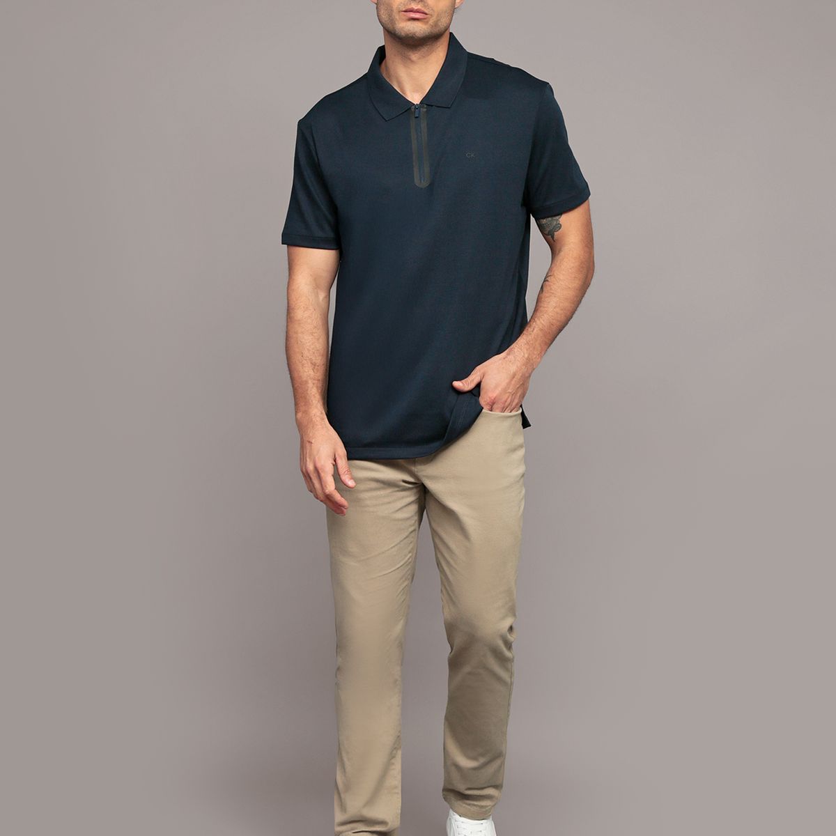 CALVIN KLEIN - Polo manga corta con cremallera Azul Calvin Klein