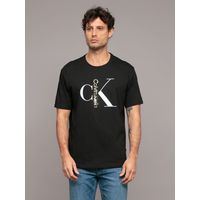 Polera monogram con cuello redondo Negro