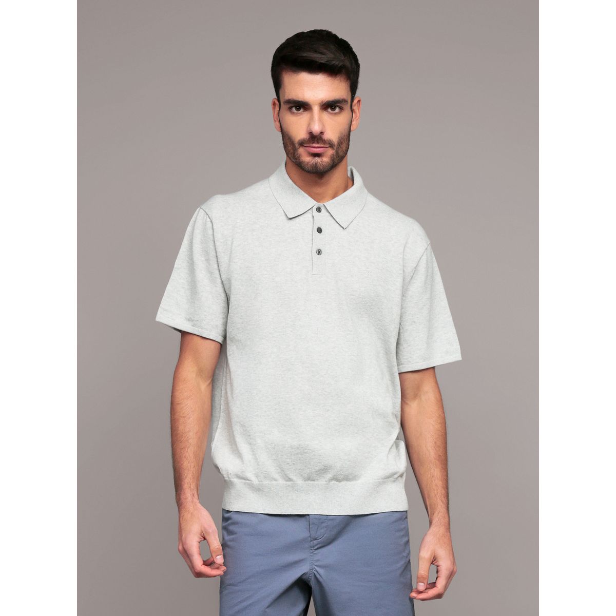 CALVIN KLEIN - Sweater polo hallmark Gris Calvin Klein