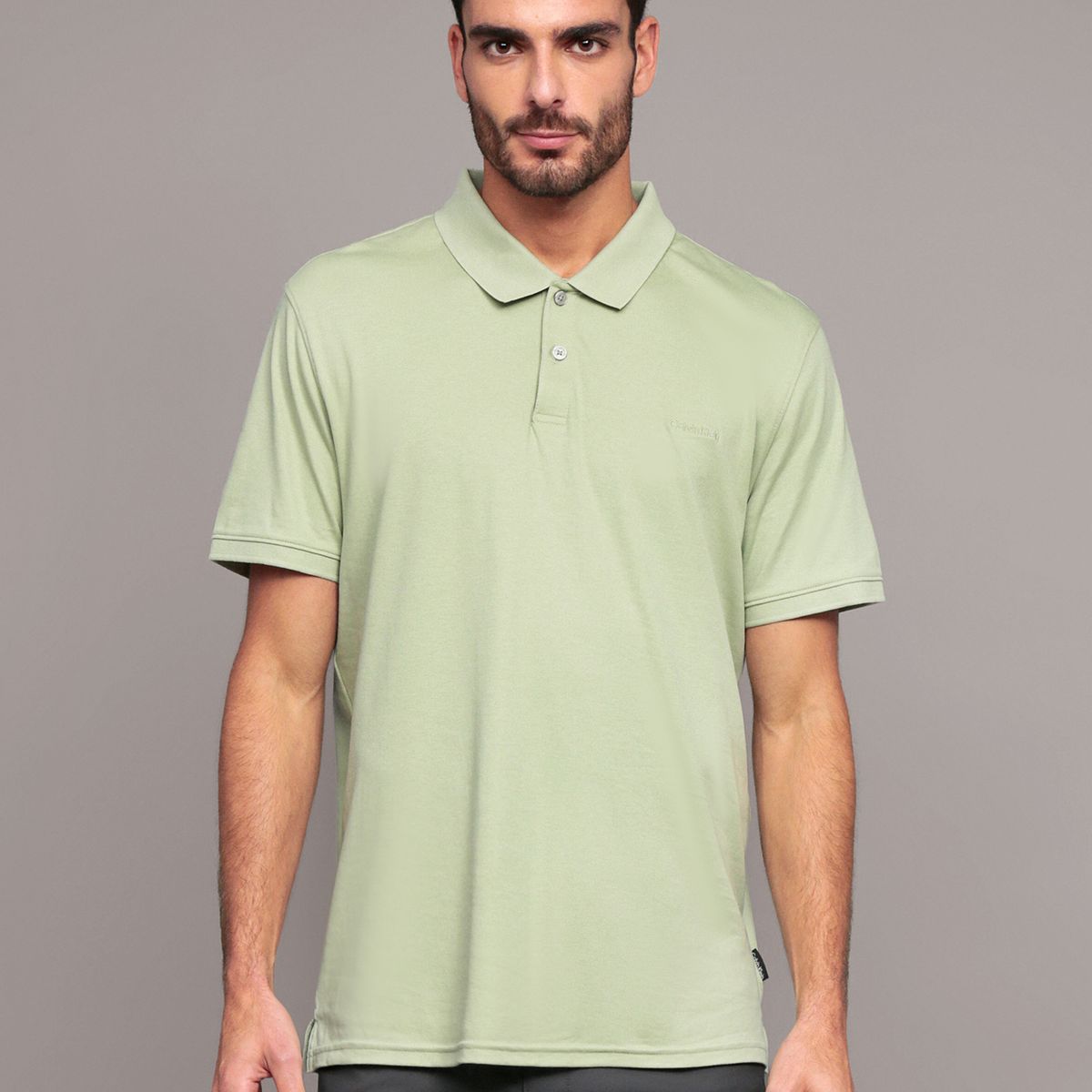 CALVIN KLEIN - Polo solid liquid Verde Calvin Klein