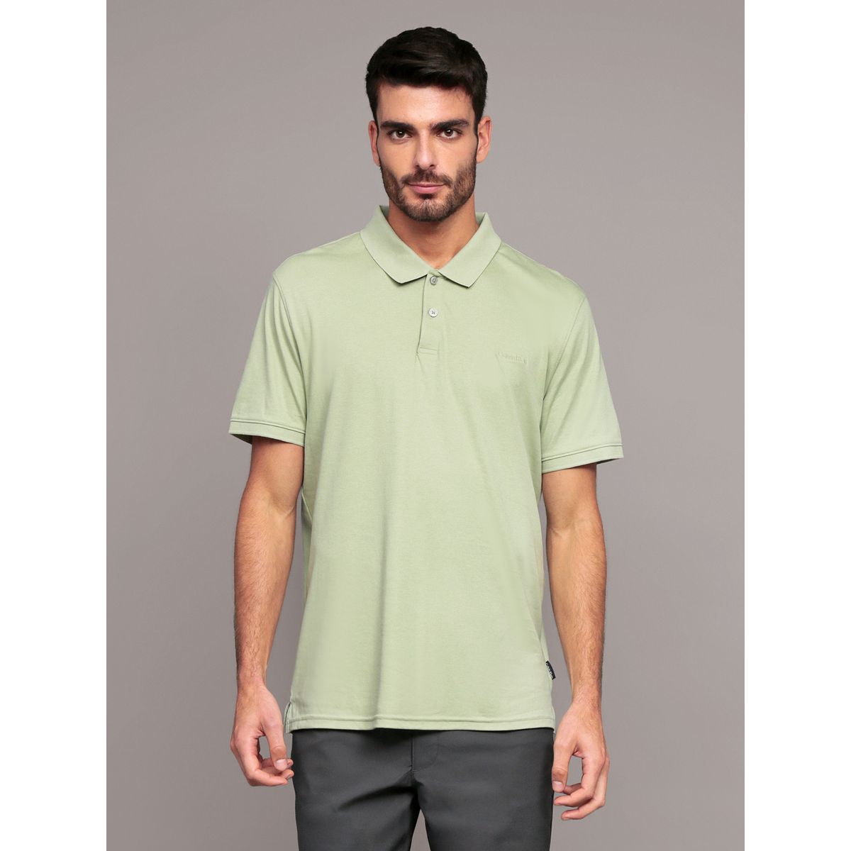 CALVIN KLEIN - Polo solid liquid Verde Calvin Klein