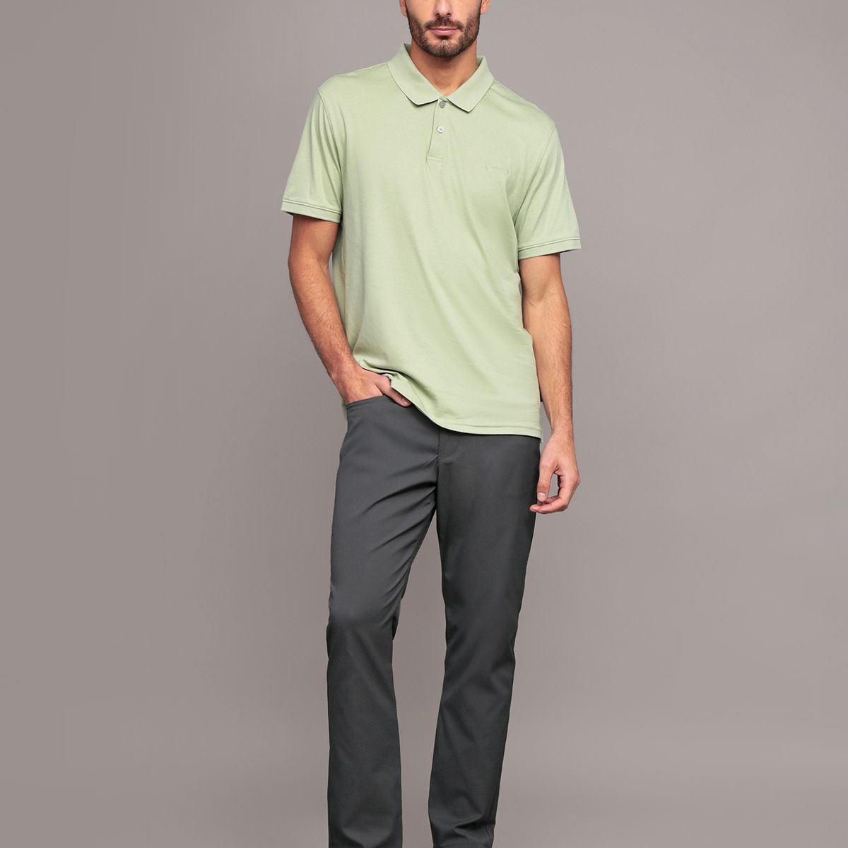 CALVIN KLEIN - Polo solid liquid Verde Calvin Klein