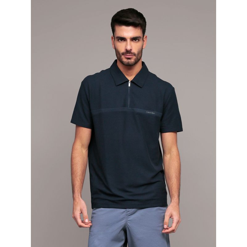 CALVIN KLEIN - Polo manga corta con cremallera Azul Calvin Klein