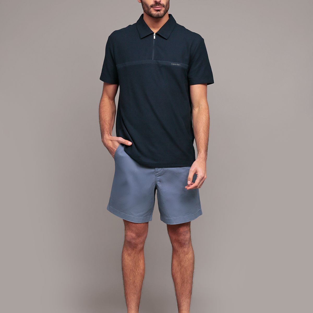 CALVIN KLEIN - Polo manga corta con cremallera Azul Calvin Klein