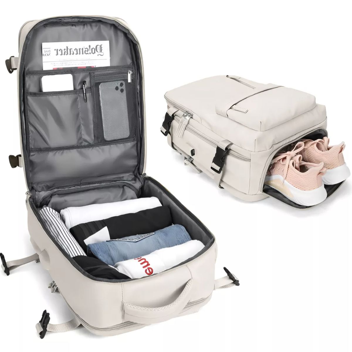 MOMO - Mochila De Viaje Avión Aprobado Gran Capacidad  Diseño De La Tela Lisa