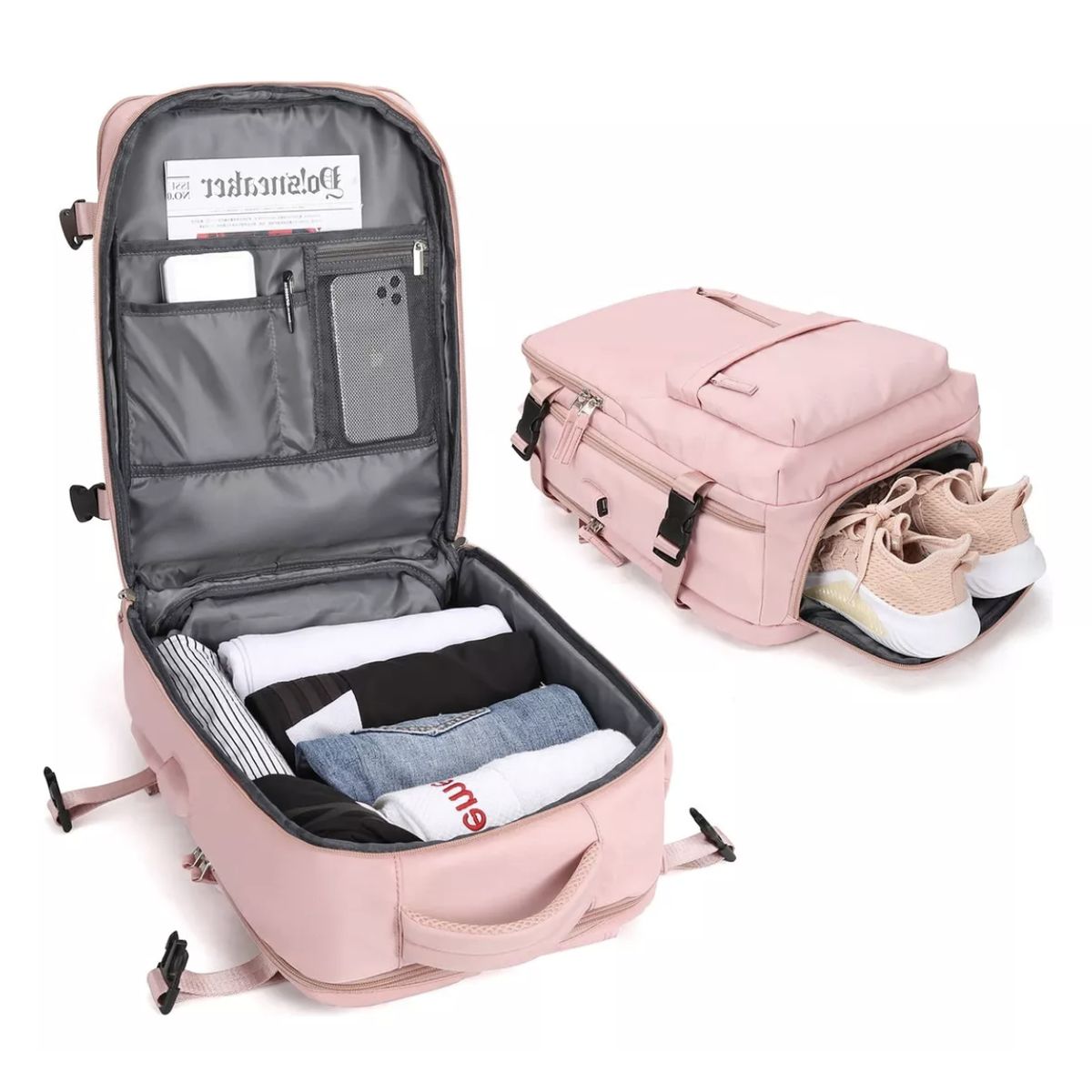 MOMO - Mochila De Viaje Avión Aprobado Gran Capacidad  Diseño De La Tela Lisa